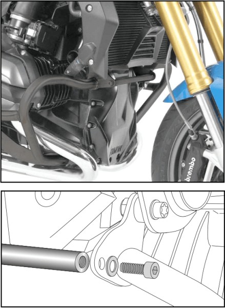 Versterkingssteun antraciet voor motorbeschermer voor BMW R 1200 GS LC (13-18) Hepco & Becker