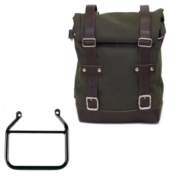 Canvas zijtas links 10L-14L + frame Triumph Scrambler 400 X - Groen/Bruin