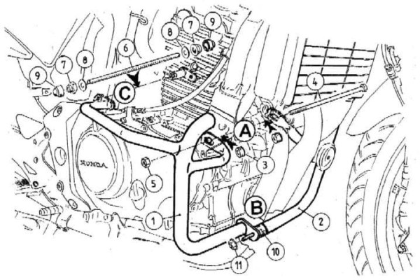 Motorbeschermer zwart voor Honda CBF 500 (04-08) Hepco & Becker