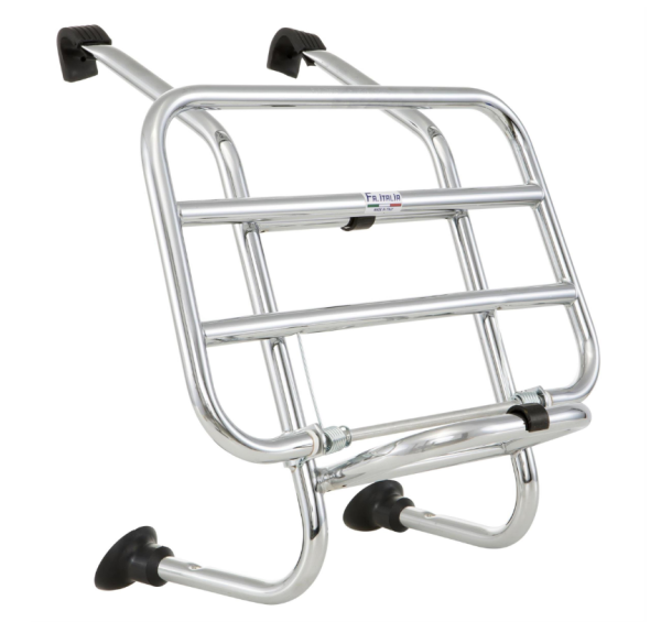 Bagagerek vooraan voor Vespa PX 80-200cc, opvouwbaar, chroom