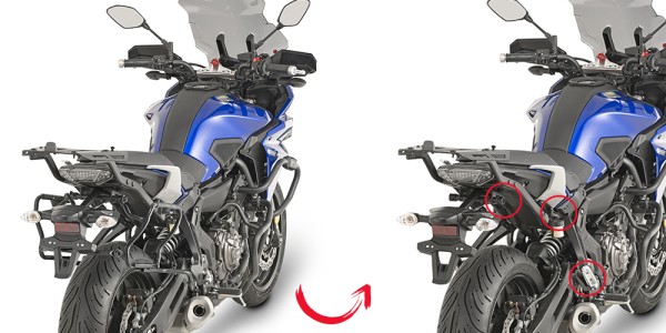 Afneembare zijkofferdrager voor Yamaha MT-07 Tracer (My.16-18) Givi