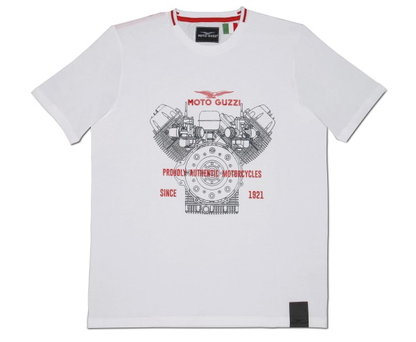 Moto Guzzi Heren T-shirt Klassiek Katoen Wit