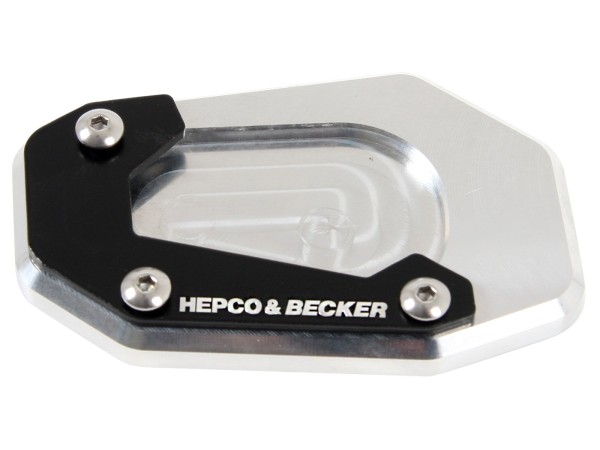 Zijstandaardplaat zilver zwart voor BMW R nineT (14-16) Hepco & Becker