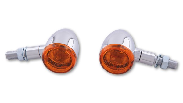 HIGHSIDER Smart Bullet Gloeilamp richtingaanwijzer behuizing chroom / lens oranje (paar), voor & achter
