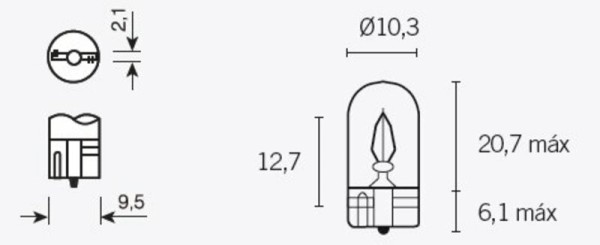 Tecnium T10 lampen 12V 3W - x10
