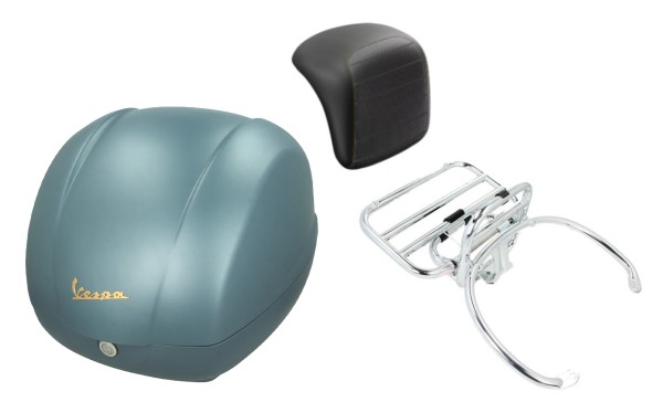 Topcase Kit 36L Blauw Officina 8 (D31), bagagerek chroom voor Vespa GTS 125/300/310