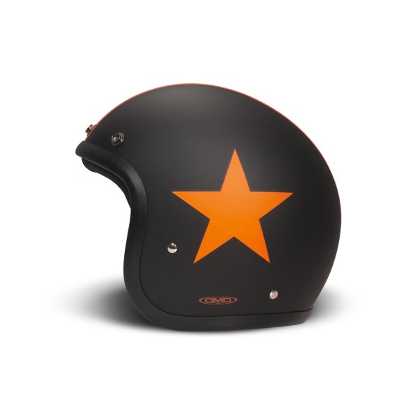 DMD jethelm Retro, zwart, mat, Star Orange, glasvezel, ECE 22.06