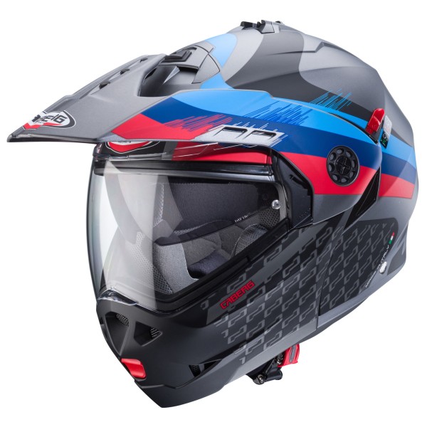 Caberg helm Tourmax X Sarabe mat-pistool metallic/zwart-blauw-rood