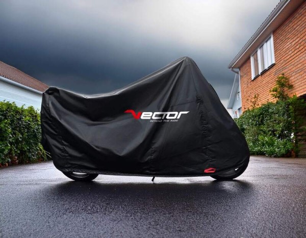 VECTOR H2O Binnen/buiten afdekzeil voor motor/scooter met hoog windscherm - Zwart - M