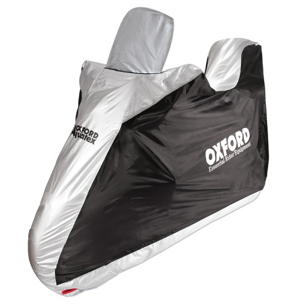 Oxford Indoor / Outdoor Abdeckplane Aquatex Schwarz/Silber - Scooter - mit Topcase und Windscreen -