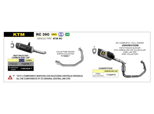 ARROW Auspuff INDY RACE EVO Titan für KTM RC 390 Modelljahr 2022-