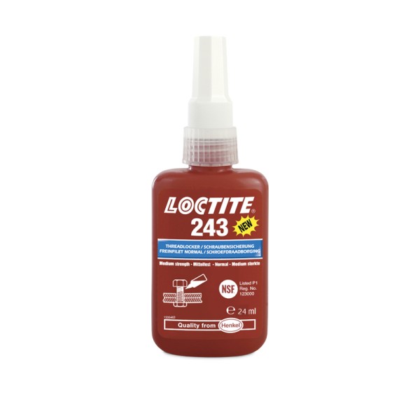 Loctite 243 Schroefdraadborgmiddel met gemiddelde sterkte - flesje van 24 ml