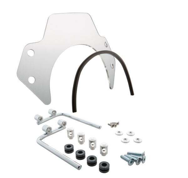 Flyscreen voor Vespa PX 80-200cc, zilveren houder, transparant