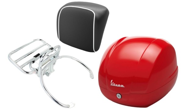 Topkofferset 36L rode draak (894), bagagerek chroom voor Vespa GTS 125/300/310