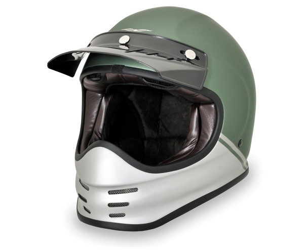 Moto Guzzi Adventure Vintage Helm - groen / zilver mat