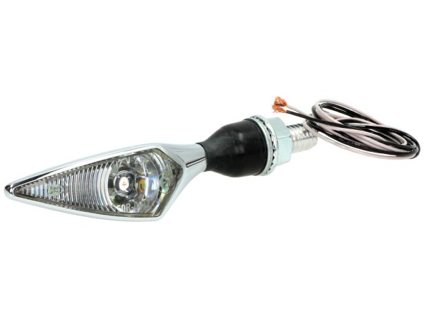 Kellermann indicator, ruit, staal, LED, VR/HL, 12 V, glanzend chroom, M8x20, E-goedgekeurd