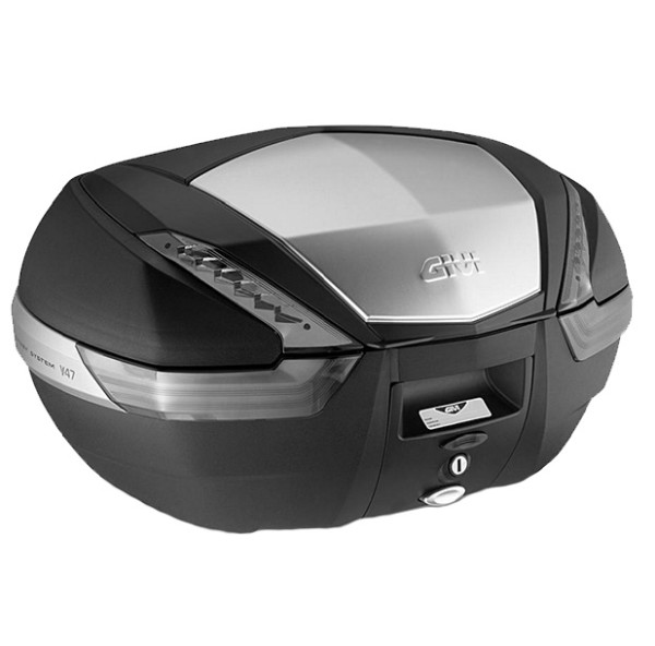 V47 TECH MONOKEY Topkoffer 47 liter zwart / aluminium met transparante reflectoren Givi