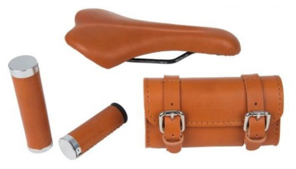 Lederen set "Style" zadel/ handvatten/tas voor WI-BIKE Origineel Piaggio