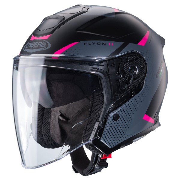 Caberg helm Flyon II Boss mat-zwart/grijs-fuchsia