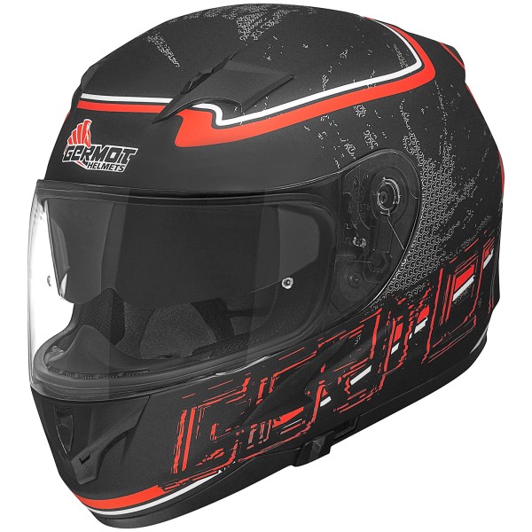 Germot GM 306 integraalhelm, mat zwart/rood