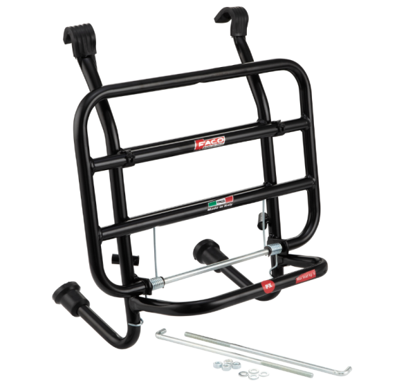 Bagagerek vooraan voor Vespa PX 80-200cc, opvouwbaar, zwart