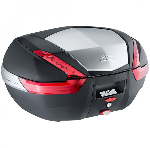 V47 MONOKEY Topkoffer 47 liter zwart / aluminium met rode reflectoren Givi
