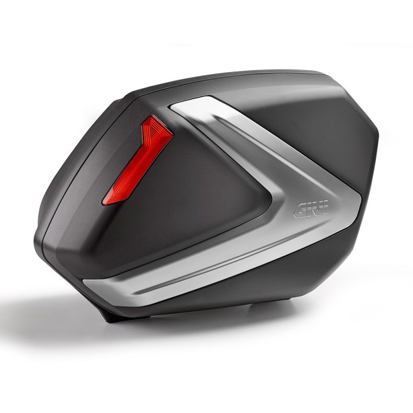 V37 MONOKEY zijkofferset met zilveren kap en rode reflectoren Givi