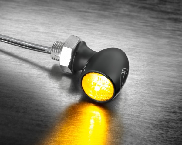 Kellermann indicator, Atto Dark, aluminium, LED, V/H, L/R 12 V, zwart gesatineerd, M5x0,5x6,5