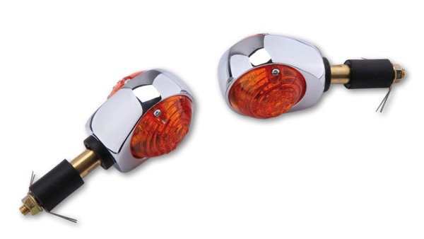 HIGHSIDER Smart ox-eye gloeilamp stuurknipperlichtbehuizing chroom / lens oranje (paar), voor & achter