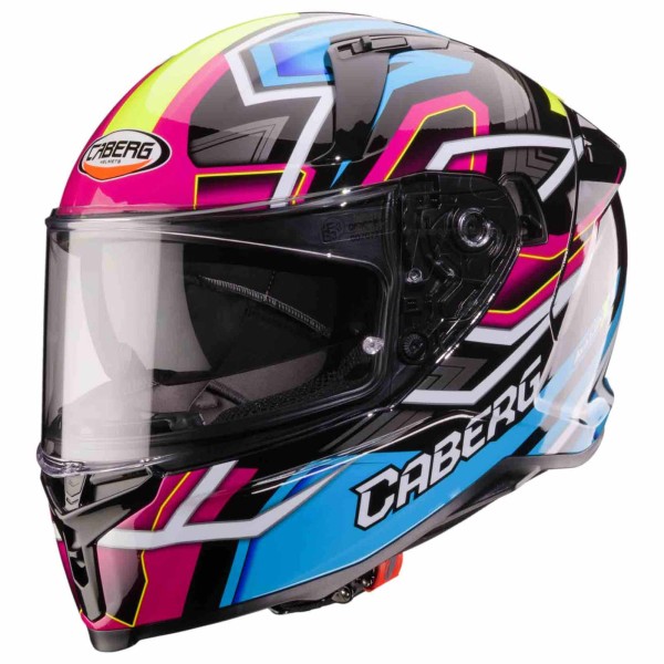 Caberg helm Avalon X Brama zwart/lichtblauw-fluo-geel-fuchsia