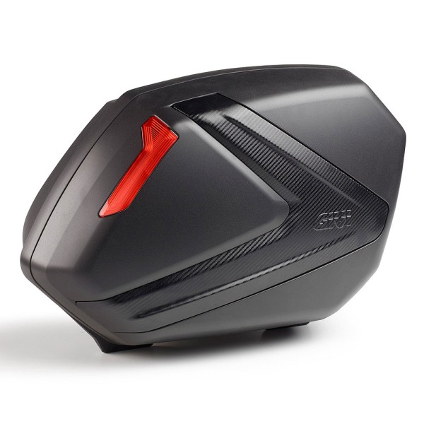 V37 MONOKEY zijkofferset met afdekking in carbon look en rode reflectoren Givi
