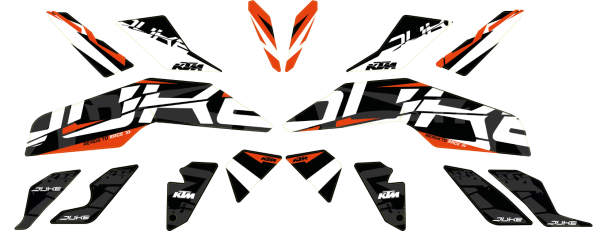 KTM stijl grafische kit voor Duke 125 / 390 (Bj.17-)