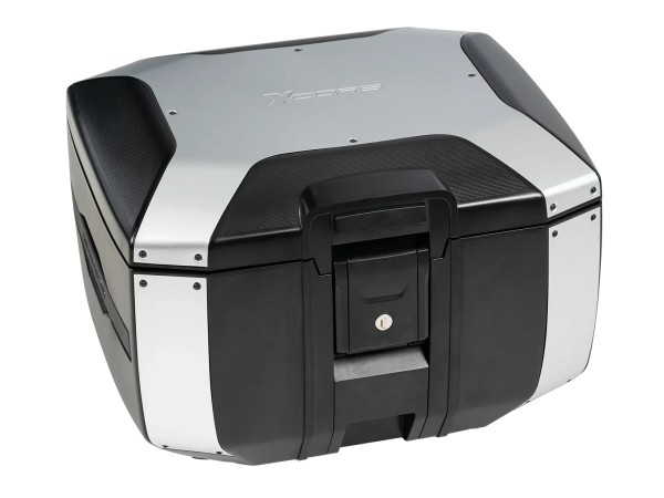 Xcore-topkoffer 40 zwart met zilveren rand voor Smartrack Hepco & Becker