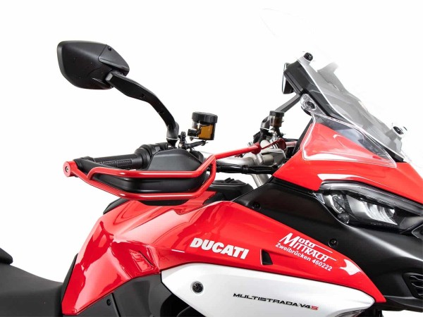 Handvatbeschermer (links + rechts) rood voor Ducati Multistrada V4 /S /Pikes Peak /Rally /RS (25-)